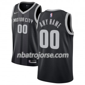Män Detroit Pistons Tröja Skräddarsydda 2018-19 Nike City Edition Svart Blå Swingman